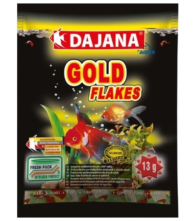 Dajana Gold flakes՝ ոսկե ձկների և ոսկե դեկորատիվ ծածանների համար․ թեփուկ 80 մլ - haf-haf.am