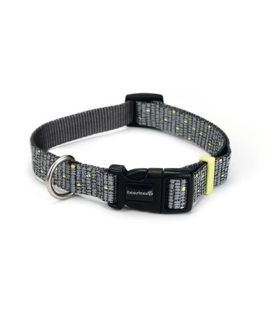 Beeztees Վզկապ շների համար UNI նեյլոնից մուգ մոխրագույն՝ դեղին պուտիկներով 35-50X20 սմ - haf-haf.am